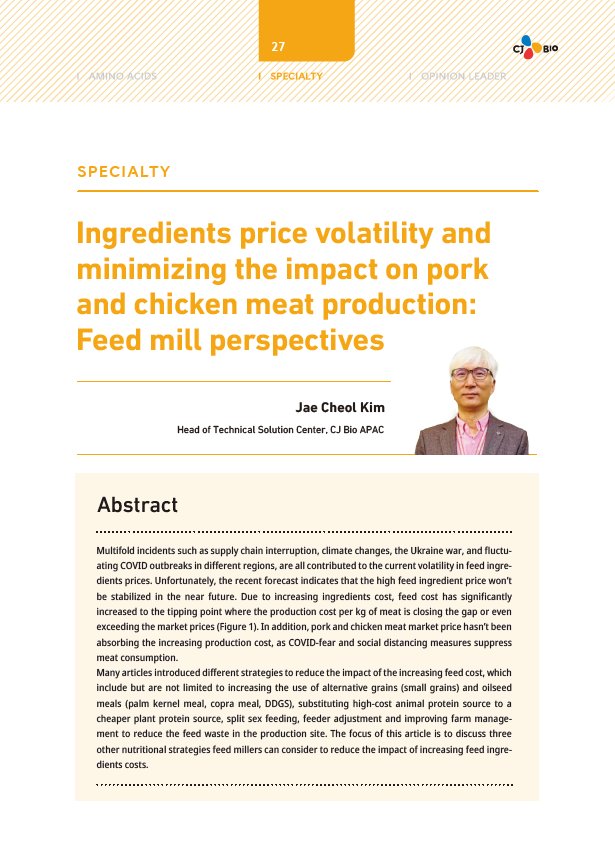 Ingredients price volatility