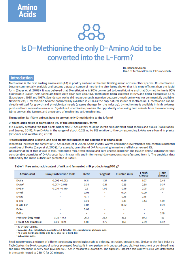 Is D-Methionine the only D-Amino Acid