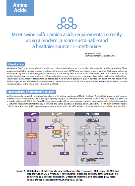 Meet swine sulfur amino acids