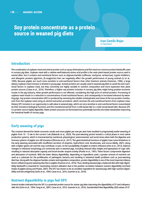 Soy protein concentrate as a protein source in weaned pig diets